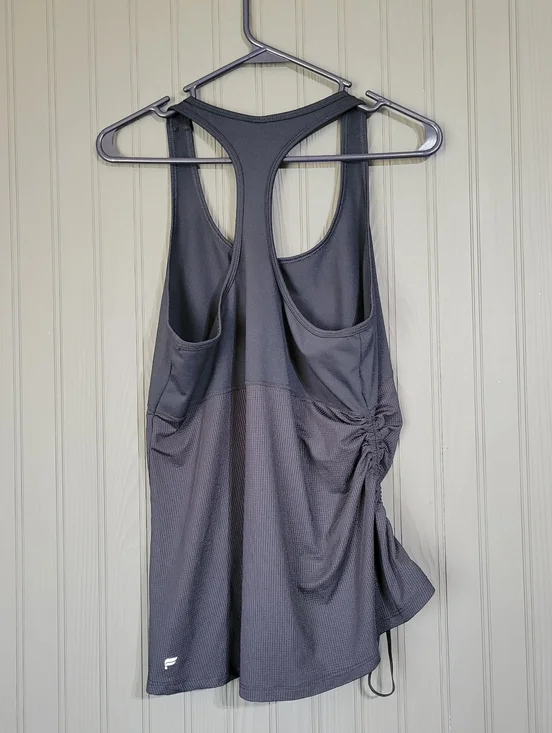 Fabletics Black Racerback Tank with Side Ruched Drawstring - Picture 2 of 5